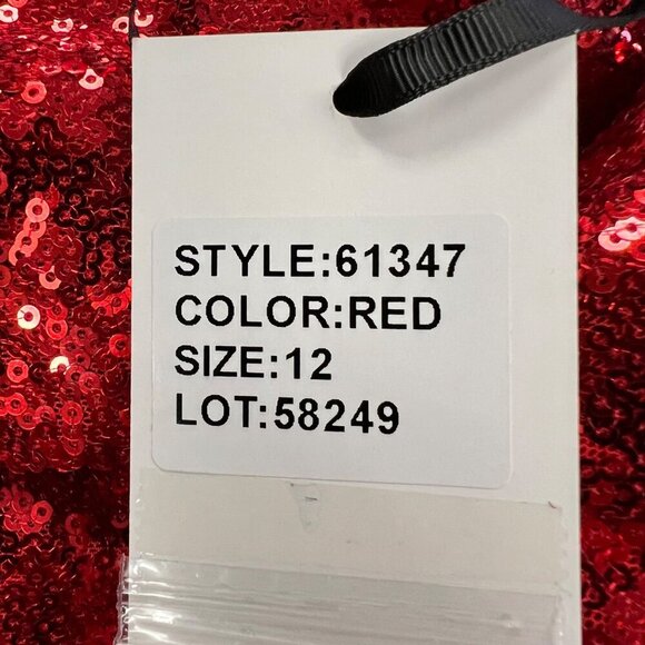 Alyce Paris One Shoulder Sequin Gown Open Back Red Size 12 New - Picture 11 of 13